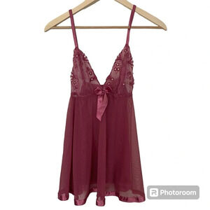 Pink Purple Mini Slip Dress Chemise Romantic Womens Size Medium